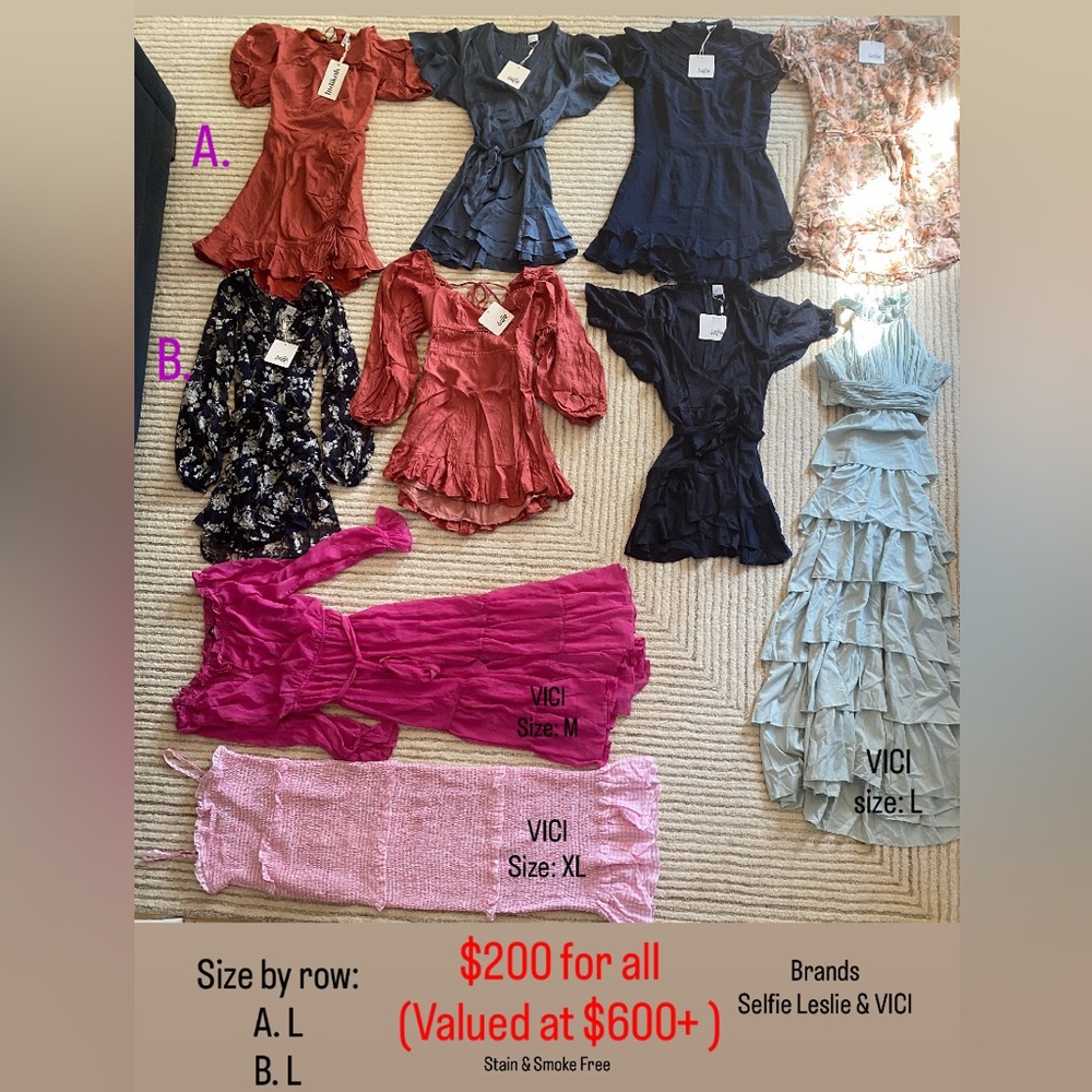 Vici Ruffled Collection in Pink, Blue, and Red